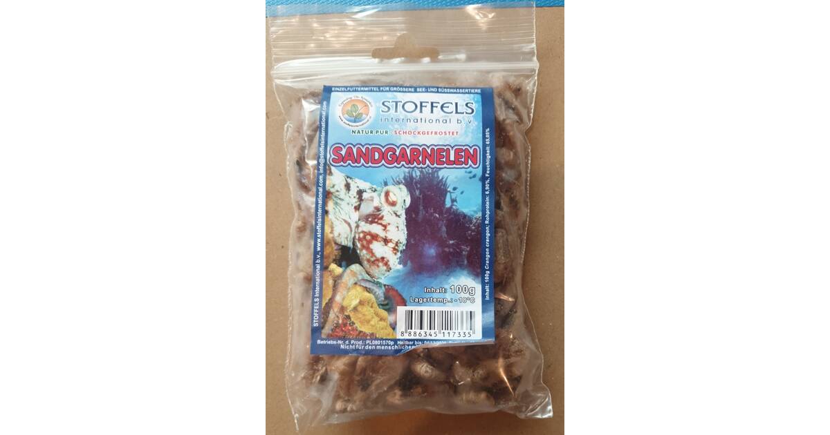 Stoffels Frozen Sand Shrimps (Crangon crangon) – 100g Bag